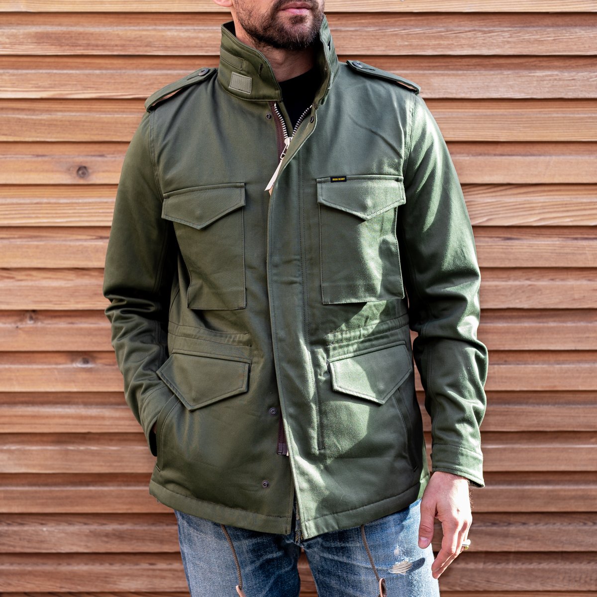 Iron Heart | IHM-27-OLV | Sateen M65 Field Jacket | Olive Iron Heart | IHM-27-OLV | Sateen M65 Field Jacket | Olive